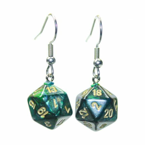 Hook Earrings Scarab Jade Mini-Poly D20